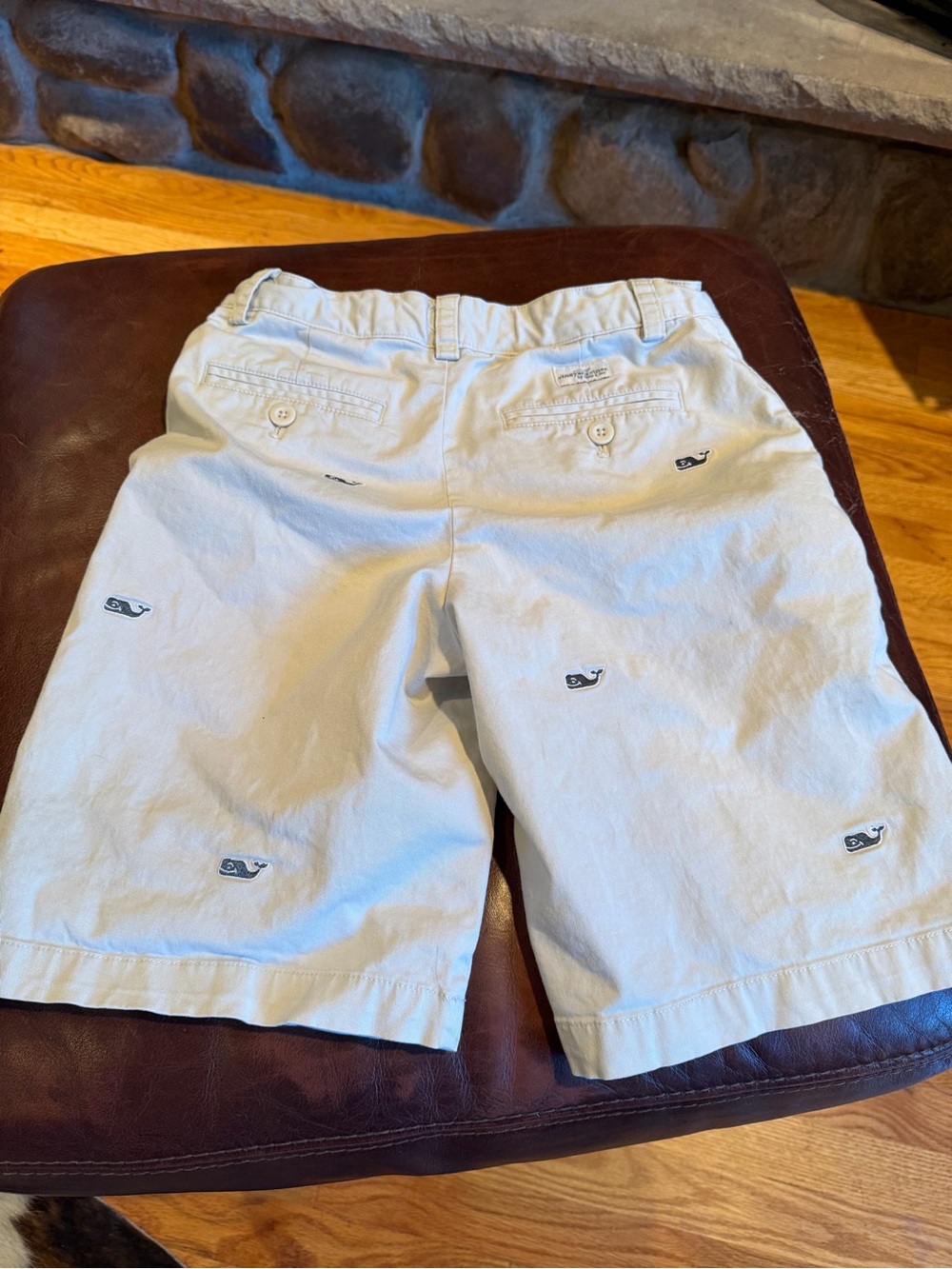 Vineyard Vines Khaki Shorts with Navy Whale Embroidery - Picture 2 of 10